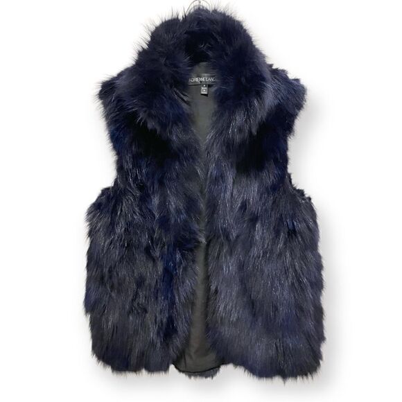 ADRIENNE LANDAU Blue Fur Vest |Size:Medium| - Picture 1 of 10